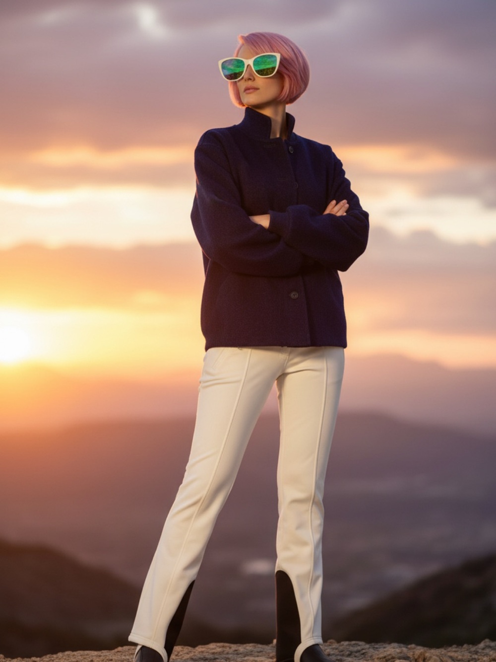 Bogner | Vintage Wool Navy Blue Coat